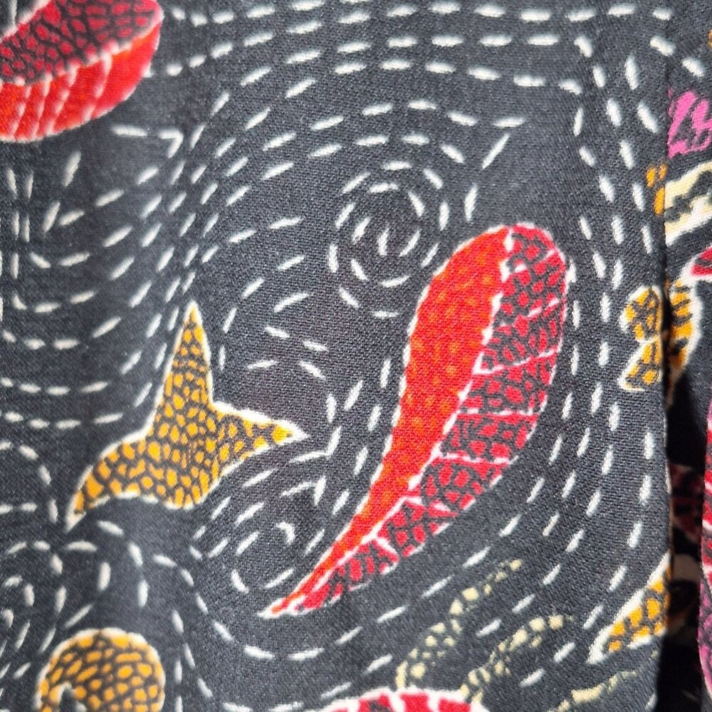 Boho-Chic Paisley Patterned Harem Pants Elastic Waist & Ankles Fit Multicolor De - Picture 3 of 4